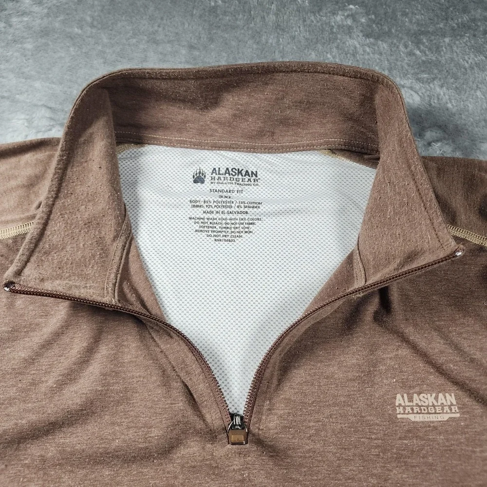 Alaskan Hardgear‎ Pullover Mens 3XL Brown 1/4 Zip Fishing Mesh Lined Outdoor